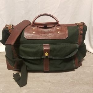 JW Hulme canvas and leather duffel bag
